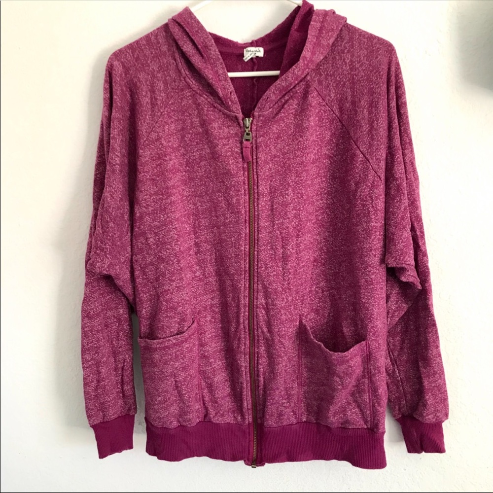 Splendid L pink long sleeve zip up hoodie